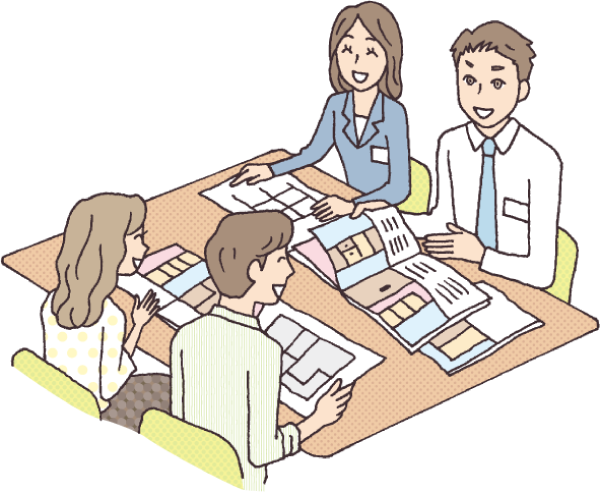 実際に建てた人が住む家や住宅雑誌を見ながらの打ち合わせとなります。