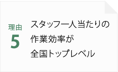 理由5 スタッフ一人当たりの作業効率が全国トップレベル